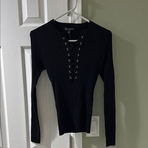 INC International Concepts Black Ribbed Sweater